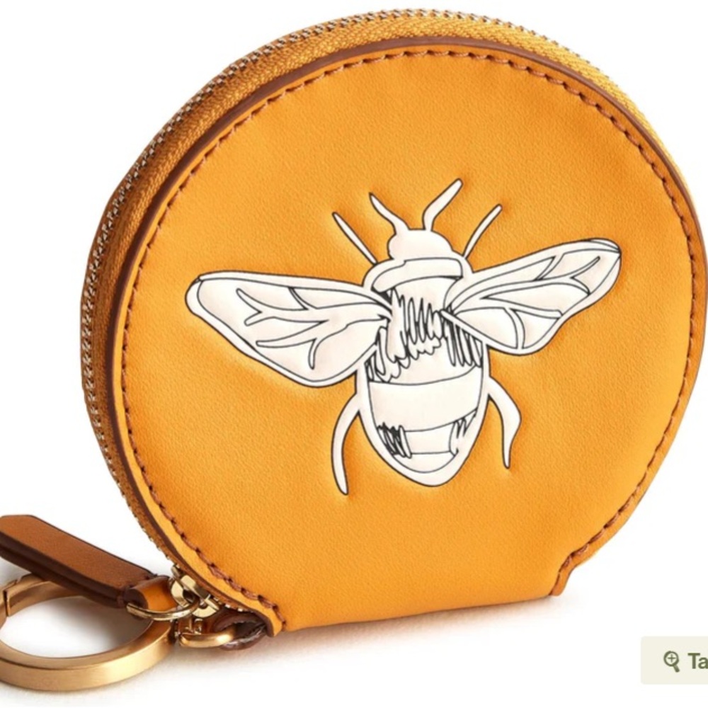 NEW Vera Bradley Round Yellow Coin Purse with Bee Design - Picture 4 of 4